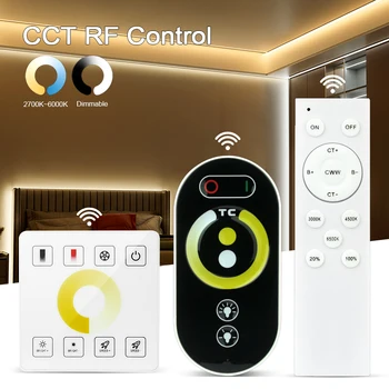 CCT Диммерный Контроллер Для Светодиодной Ленты 12V 24V CCT С Регулируемой Яркостью RF-Пульта Дистанционного или Сенсорного или 86-панельного Управления от 2700K до 6500 K с возможностью Замены