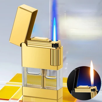 Ультратонкая громкая Газовая оконная зажигалка с перспективным двойным пламенем, надувные Многоразовые Принадлежности для курения сигар, Запальник для барбекю в кемпинге
