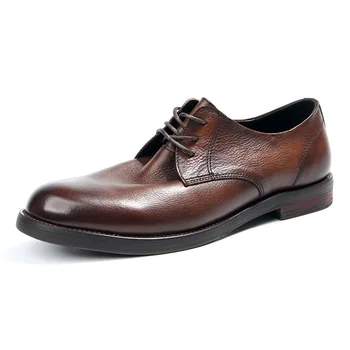 2023 новая британская кожаная обувь, мужская деловая повседневная верхняя одежда из коровьей кожи, винтажная мужская обувь с ручной росписью, старая мужская обувь