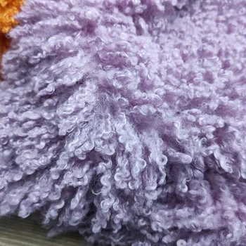 Фиолетовая имитация пляжной шерсти длиной 2 см, объем мелкого кудрявого ягненка, Плюшевая одежда, Меховая ткань, Реквизит для фотосъемки новорожденных