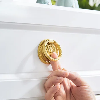 Массивная подвесная ручка из латуни в европейском стиле, Скандинавское золото, современный легкий Роскошный простой шкаф для одежды, шкаф для обуви, шкаф с одним отверстием
