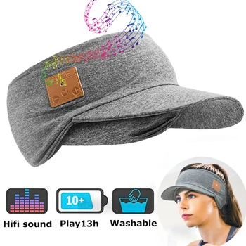 Беспроводные наушники Bluetooth, Музыкальная бейсболка, мягкая эластичная моющаяся спортивная гарнитура с микрофоном для громкой связи, шляпа-козырек от солнца