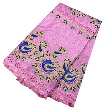 5 ярдов красивой Розовой африканской ткани Bazin Riche Африканская кружевная ткань с вышивкой Нигерийская Швейцарская кружевная ткань Bazin Brode для платья