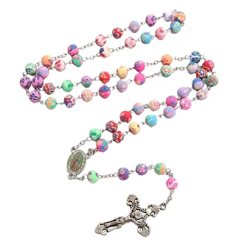 Красочное ожерелье с четками из мягкой керамики, Подвесной кулон для женщин, мужчин, Подарочные принадлежности для молитв и медитации A0KF