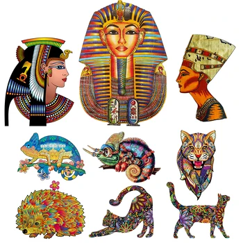 Изысканные пазлы с животными неправильной формы Загадочные головоломки Древнего Египта Популярная игрушка Гепард Монтессори DIY Drawing