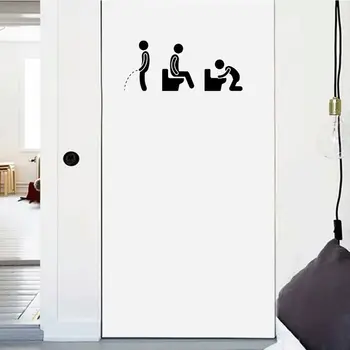WC Забавный знак входа в туалет, наклейки на стены, украшение ванной комнаты, наклейки для дома, Водонепроницаемые креативные виниловые плакаты на стену