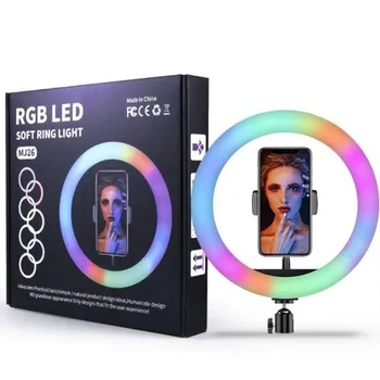 RGB светодиодный кольцо свет Держатель телефона фотографии заполняющего света 1,6 м штатив с регулируемой яркостью селфи LED кольцо свет комплект RGB с пультом дистанционного управления для фото видео