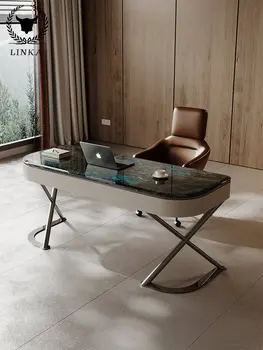 Письменный стол из высококачественного натурального суперкристалла, современный простой дизайнерский рабочий стол для домашнего кабинета, стол для консультаций по красоте, стойка регистрации