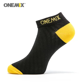 Бренд Onemix, 6 пар носков для бега, хлопковая подушка, Дышащие Виды спорта на открытом воздухе, Ходьба, скалолазание, пешие прогулки, Экипажное платье, Черные носки