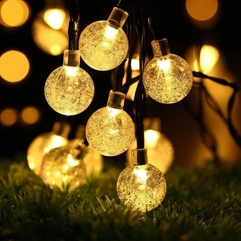 Солнечные гирлянды, хрустальный шар 6 м 30 светодиодов, сказочные гирлянды на солнечных батареях для рождественского украшения спальни на открытом воздухе Внутри помещения