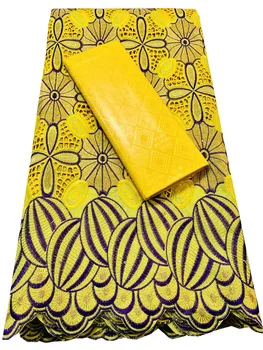 Ткань Guinea Bazin Rihce Brode Со 100% Хлопчатобумажной Швейцарской Кружевной Тканью Femme Robe Ткань Bazin Riche Brode 2,5 + 2,5 Ярда/Комплект SKM033