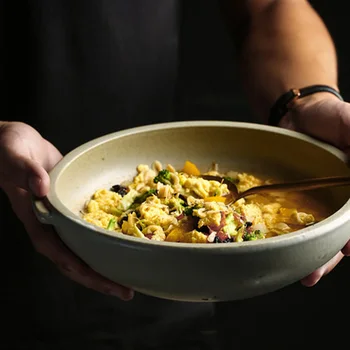 Японская керамическая миска для супа, коммерческая посуда, бинауральная миска для супа, лапша быстрого приготовления, большая миска для салата, домашняя миска для лапши, ve