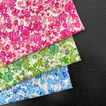 Вискозная ткань 1 метр х 1,45 метра Вискозная ткань с цветочным рисунком Pink County, мягкий материал для одежды, поплин, тайлер, твид