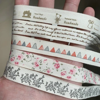 5 ярдов/партия 15 мм хлопчатобумажной ленты ручной работы с принтом из хлопчатобумажных лент для свадебного украшения птиц Ткань для шитья своими руками