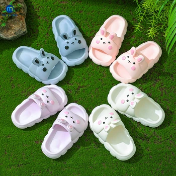 Милые летние детские тапочки с мультяшным кроликом, Детские мягкие домашние тапочки, водонепроницаемая нескользящая пляжная обувь для мальчиков и девочек Miaoyoutong