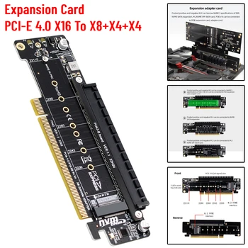 PCI-E 4.0 X16 - X8 + X4 + X4 M.2 Адаптер карты расширения PCIE M.2 Адаптер конвертера NVME Поддержка карты адаптера для SSD 2280/2260/2242/2230