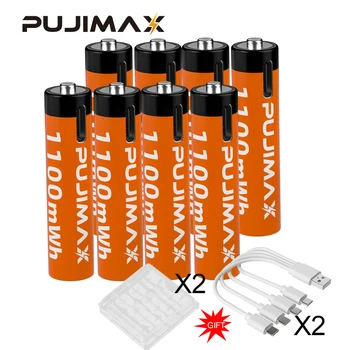 PUJIMAX Battery Type C Перезаряжаемая Литий-ионная Батарея AAA1.5V 1100mWh Со светодиодной Подсветкой Постоянного Напряжения 1,5 В Для Зарядки Сигнализации Clo