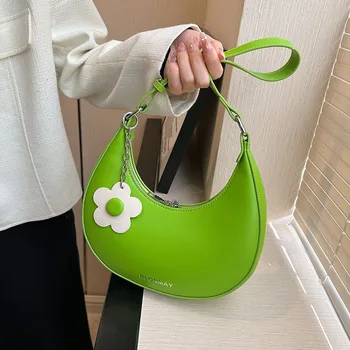 Женская однотонная маленькая сумка через плечо из искусственной кожи 2023 года в стиле полумесяца, модные женские сумки и портмоне Lady Sweet Tote на молнии