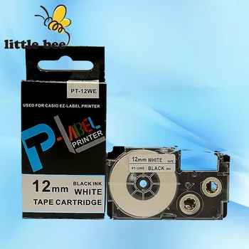 Бесплатная доставка за 1 шт. высококачественную совместимую ленту для принтера этикеток 12 мм черным по белому XR-12WE1, совместимый с EZ-label printer