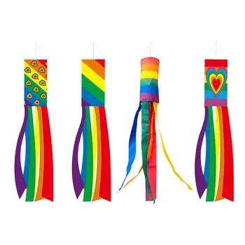 Разноцветный ветрозащитный щит с длинными хвостами Надежный ветрозащитный флаг для украшения двора и патио