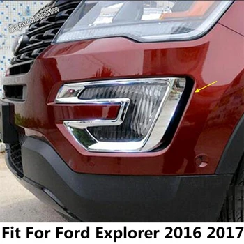 2ШТ Передние противотуманные фары Противотуманные Фары Рамка Украшения Крышка Отделка для Ford Explorer 2016 2017 ABS Хромированные Аксессуары Внешний комплект