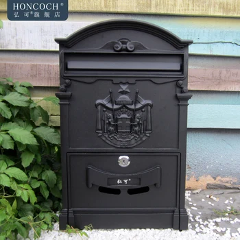 Настенное крепление почтового ящика, почтовый ящик с замком большой емкости, Винтажный металлический почтовый ящик для домашнего декора, подвесной черный почтовый ящик для безопасности