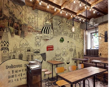 бейбехан Пользовательские обои 3d ручная роспись ретро городской пейзаж для гурманов обои десерт персонализированные кафе-бар 3d обои
