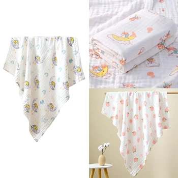 Детское Муслиновое полотенце, Хлопчатобумажная обертка, одеяло для пеленания младенцев, Стеганое одеяло, Высокоабсорбирующее банное полотенце, чехол для коляски QX2D