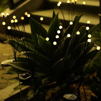 Светодиодная наружная солнечная лампа, водонепроницаемый фейерверк, Рождественские огни, светлячок, кол для газона, Ветряные качели, Садовый декор