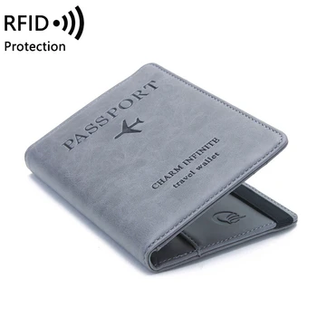 Многофункциональный ID-банковская карта, чехол-бумажник из искусственной кожи для женщин, мужчин, RFID, винтажные деловые обложки для паспорта, держатель, аксессуары для путешествий