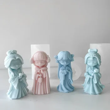 Кукла из бетона для девочек, силиконовая форма, сделай САМ, милая принцесса, гипс для ароматерапии, форма для мыла и свечей, украшение для дома, свадебные подарки