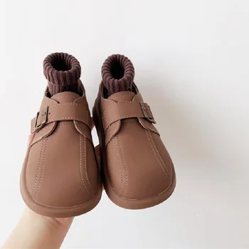 Осенняя детская кожаная обувь 2023 года из натуральной кожи, обувь для мальчиков в британском стиле, классическая повседневная обувь в стиле ретро для девочек