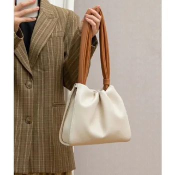 Модная женская сумка бренда 2023, новая контрастная сумка-ведро большой емкости, плиссированные женские сумки-мессенджеры через плечо для подмышек