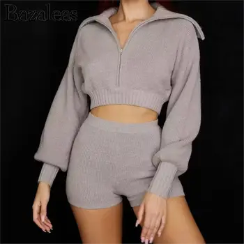 2023 bazaleas store traf Knitwear Тонкий Вязаный свитер trf Center Укороченная официальная женская одежда на молнии