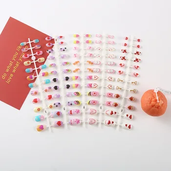 24шт Новых детских наклеек для ногтей с красочной любовью, Детские наклейки для ногтей с простым рисунком, нарисованные кусочки ногтей, 3D подвески для ногтей