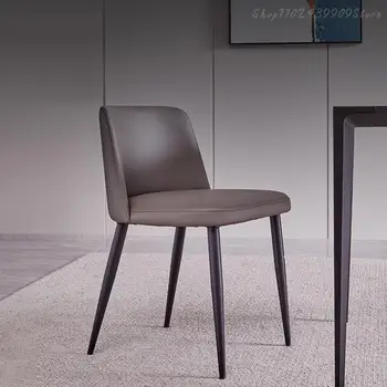 Обеденные стулья для ресторана в помещении, Современная опора для спины, Одноместное серое кожаное итальянское кресло для отдыха Nordic Sillas Furniture