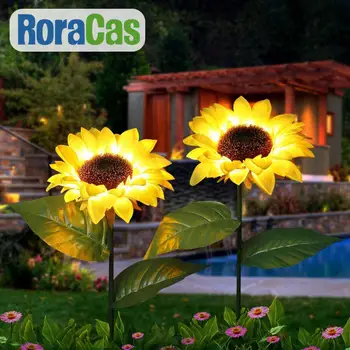 Светодиодные солнечные фонари Лампа для газона в подсолнечном саду, водонепроницаемая ландшафтная Умная подсветка для дворовых дорожек, газона, декора сада
