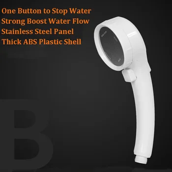 Повышающая Водосберегающая белая Насадка для душа из АБС-пластика, ручная кнопка переключения высокого давления, дождевые принадлежности для ванной комнаты с наддувом