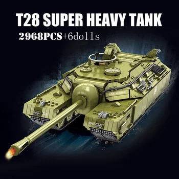 Военное оружие Американский Тяжелый Супертанк T28 Строительные блоки Технические танки Maus Второй мировой войны Кирпичи Игрушки Подарки Для Детей