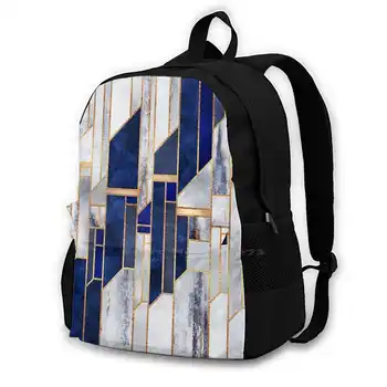 Голубое зимнее небо, школьные сумки для девочек-подростков, дорожные сумки для ноутбуков, абстрактный геометрический рисунок, черно-белый цвет