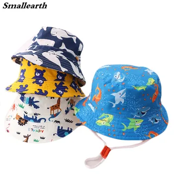 Весенне-летняя детская рыбацкая шляпа, детская панама с рисунком из мультфильма для малышей, детская панама, уличные пляжные шляпы от солнца для мальчиков и девочек, капот
