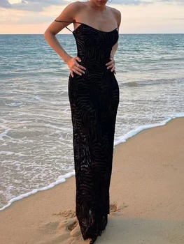 Женское черное шелковое сексуальное платье-комбинация в стиле ретро, праздничное платье