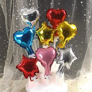 10шт 5-дюймовых фольгированных шариков с пентаграммой в виде сердца, яркие цветные фольгированные шарики, украшение торта на День рождения, День Святого Валентина, Принадлежности для вечеринок