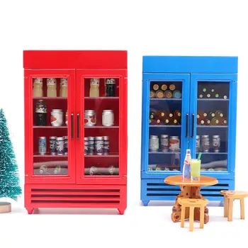 Забавная новинка-морозильник для кукольного домика, симпатичная декоративная миниатюрная игрушка-кукольный домик для холодильника в супермаркете