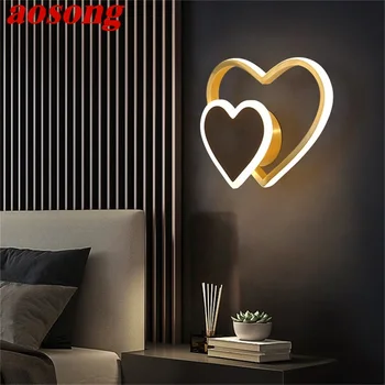 Настенные бра AOSONG Nordic из латуни, современная креативная светодиодная лампа в форме любви для дома