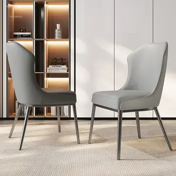 Современный стул для ресторана со спинкой Итальянские легкие Роскошные обеденные стулья Простые Дизайнерские железные стулья Мебель для столовой