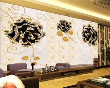 Бутик обоев на заказ, высококачественные украшения с 3D-тиснением в виде цветка пиона, роскошная настенная роспись для телевизора в гостиной, домашний декор