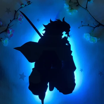 Аниме Силуэтный светильник Demon Slayer Tanjiro Настенный светильник для украшения гостиной, спальни, манги Kimetu No Yaiba