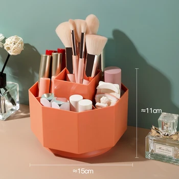 Коробка-органайзер для косметики, вращающаяся на 360 градусов, футляр для кисточек для макияжа, футляр для губной помады, тюбик для хранения карандашей для бровей
