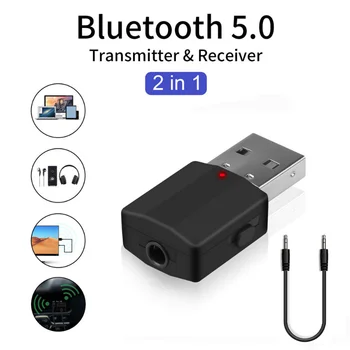 USB Bluetooth 5.0 Передатчик Приемник Мини стерео Bluetooth AUX USB 3,5 мм Разъем для телевизора ПК Автомобильный комплект Беспроводной аудиоадаптер